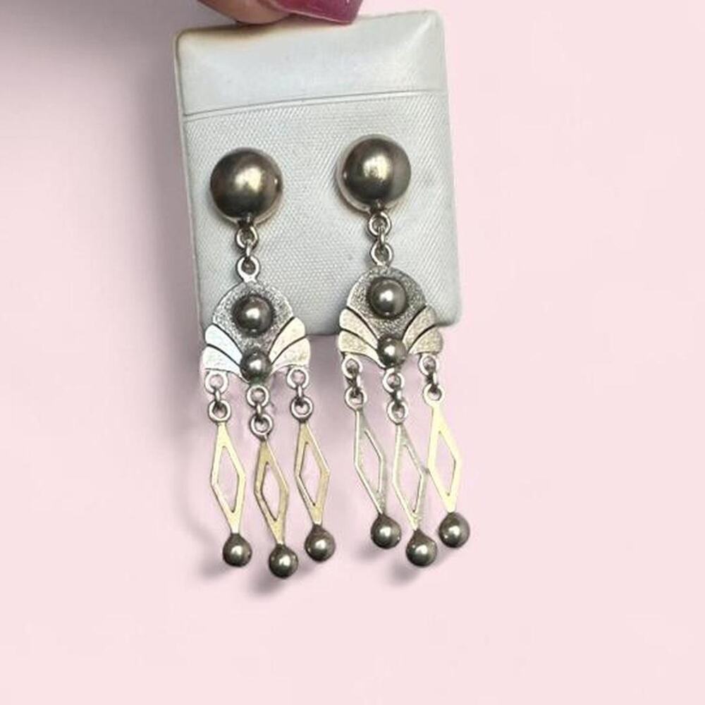 🦋✨ VINTAGE Aztec Mexican AYB Sterling Silver Earrings ✨🦋